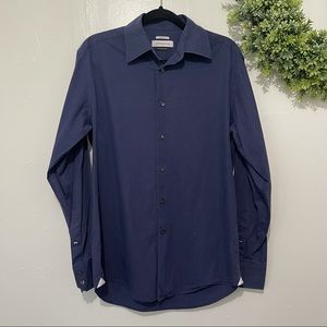 Versace: Navy Button Down Dress Shirt Men’s Size 40